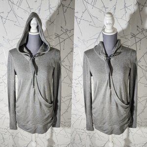 Lorna Jane Gray Surplice Ruched Pullover Hoodie